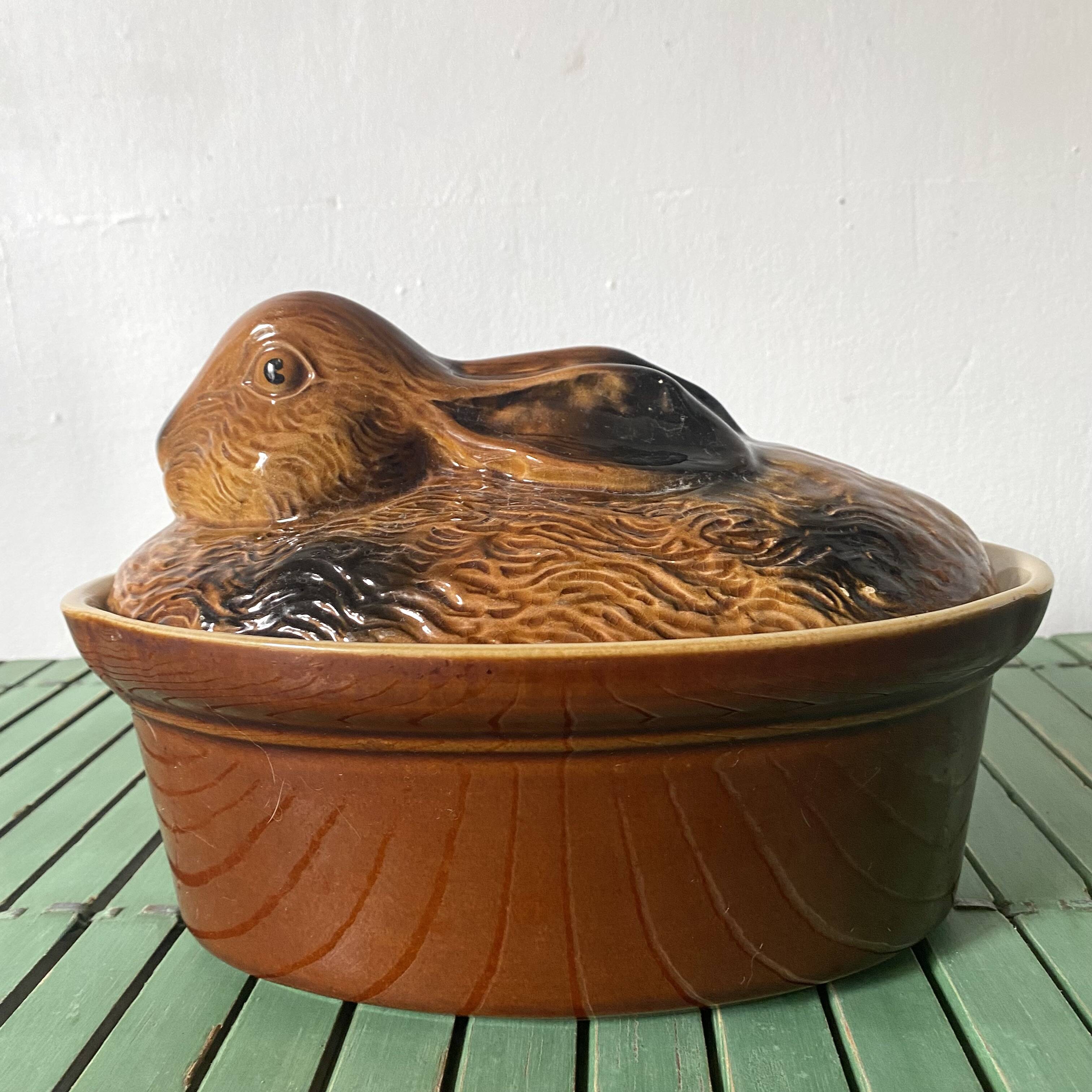 Ceramic rabbit, slip terrine