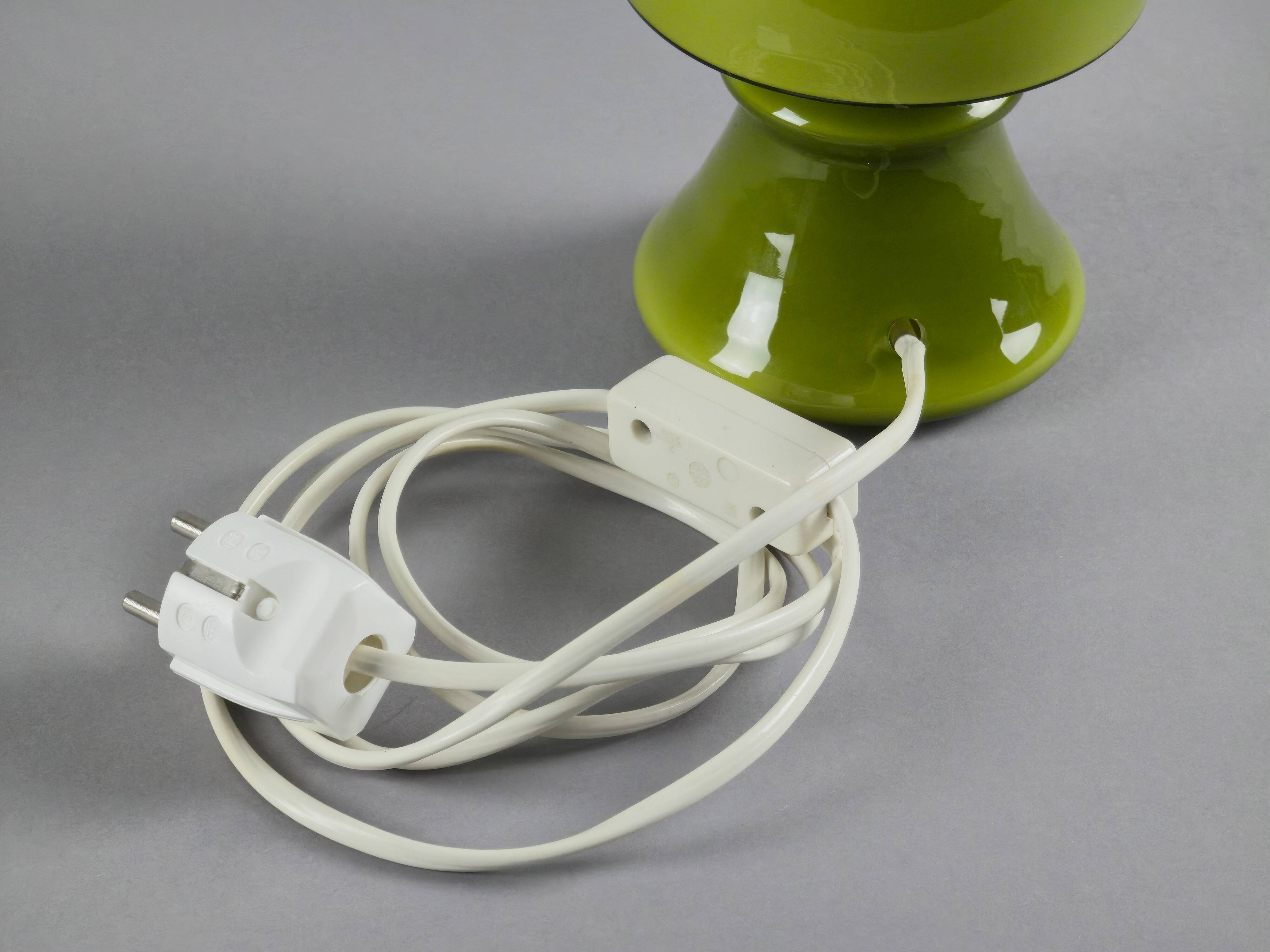 Vintage 1970s Flygsfors Orrefors Green Glass Mushroom Lamp, Sweden.