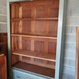Old 2-door bookcase with chalk paint blue patina