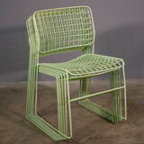 6 metal chairs, painted in teal