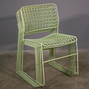 6 metal chairs, painted in teal