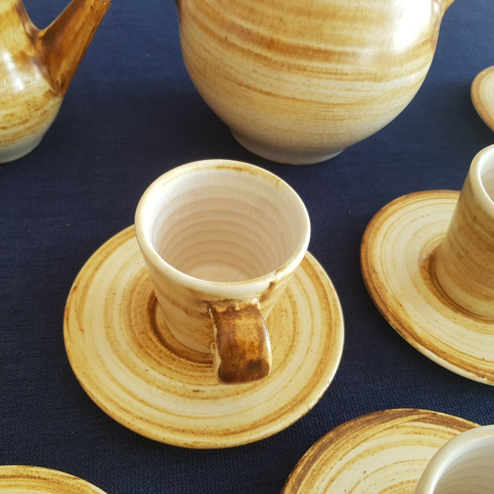 Coffee service 10 people Longchamp ceramic ceramic vintage cracked