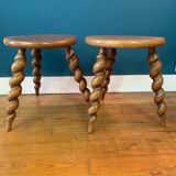 Pair of low tripod stools