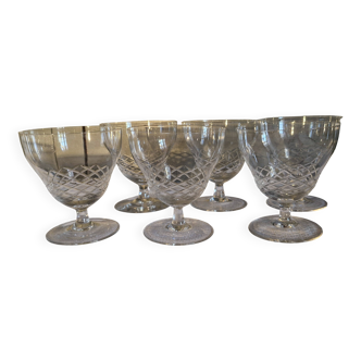 6 Cut Crystal Water Glasses, Circa 1930