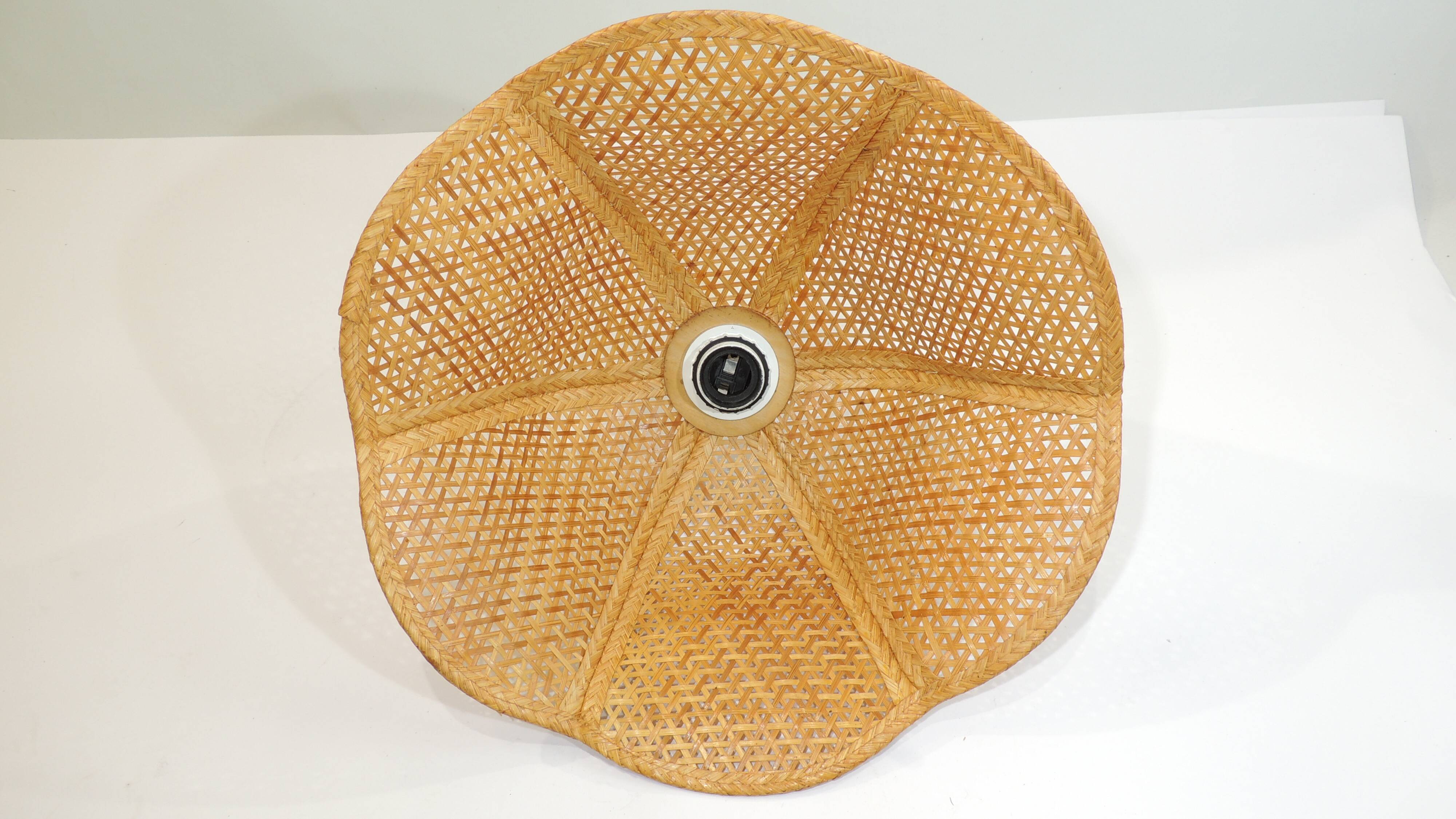 Abat jour vintage en cannage et rotin/vintage
