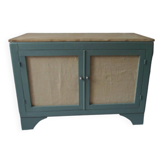 Buffet from the 50s sublimated in smoky green, wooden top.