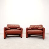 2 Cassina Maralunga fauteuils with ottoman