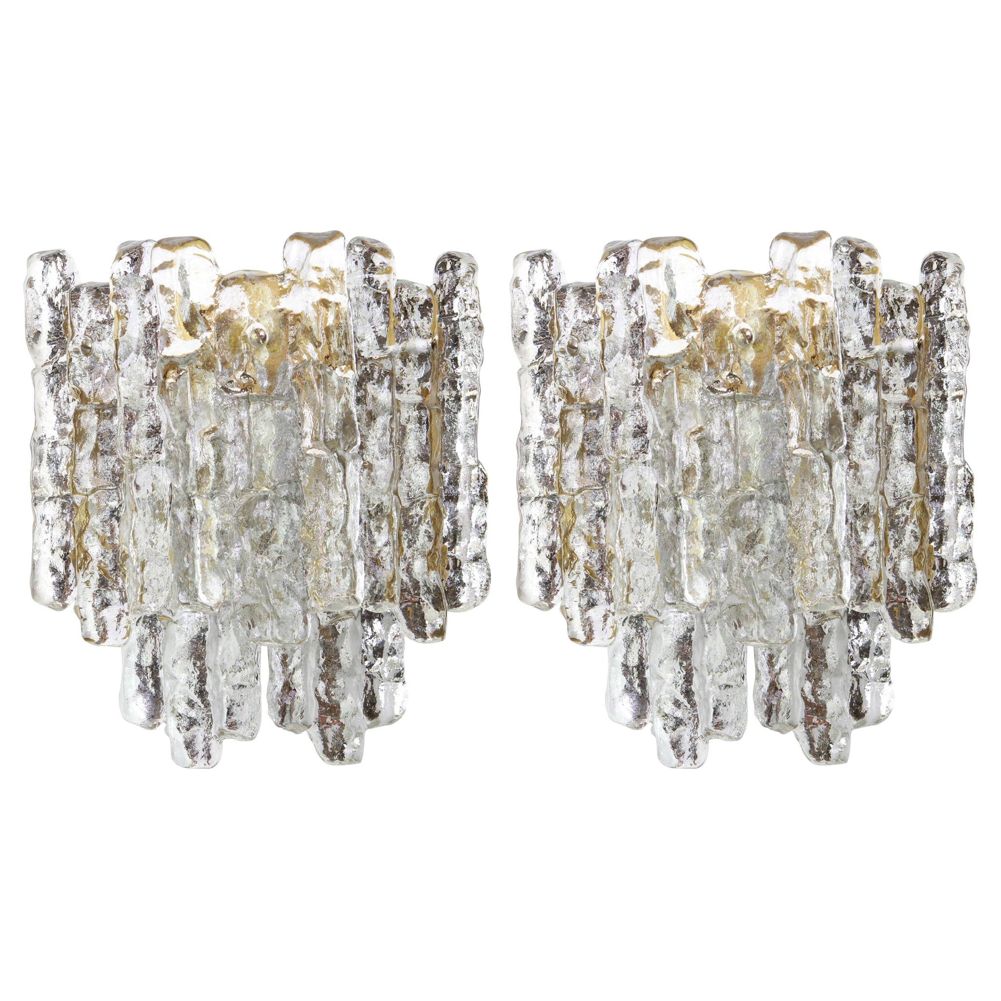 Pairs of large Kalmar wall lights, Austria, 1960s