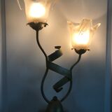 Lamp salerno 2 rods metal finish tulips in blown glass 52,5 cm