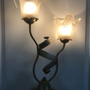 Lamp salerno 2 rods metal finish tulips in blown glass 52,5 cm