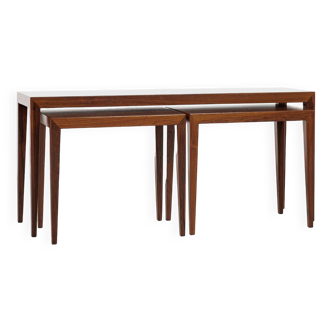 Midcentury Danish set of 3 side tables in rosewood by Severin Hansen for Haslev 1960s