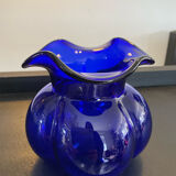 Vintage vase in blue glass paste