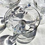 Champagne glasses 1 set of 4 crystal with flat ribs on curve