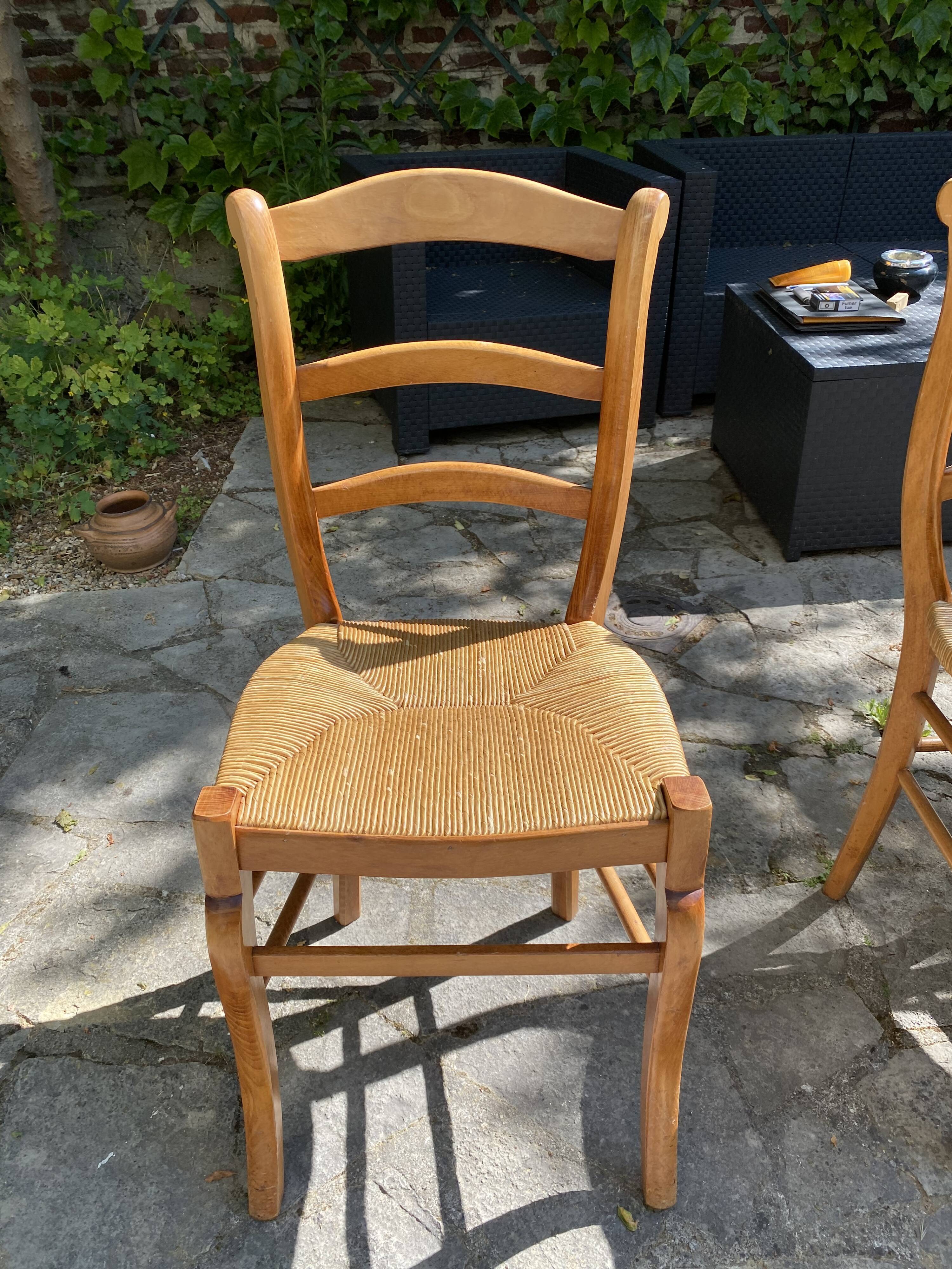 Set de 6 chaises en paille