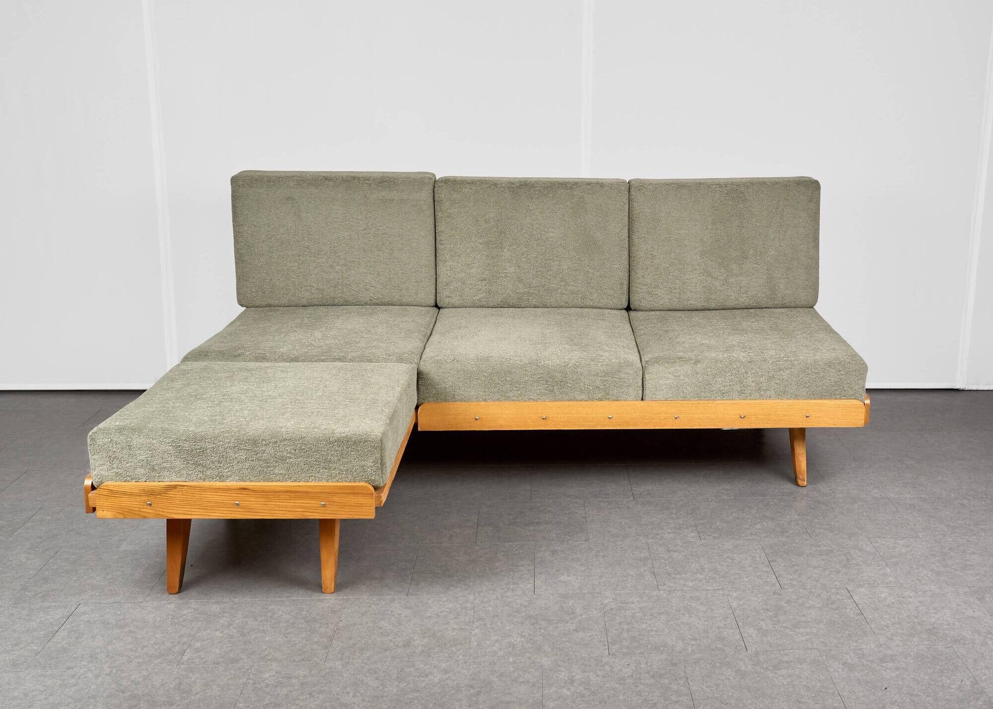 Vintage Corner Sofa Bed with Ottoman, 1960s, Czechoslovakia