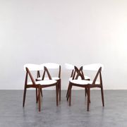 Teak & Boucle Chairs Model 31 by Kai Kristiansen for Schou Andersen, 1960s,