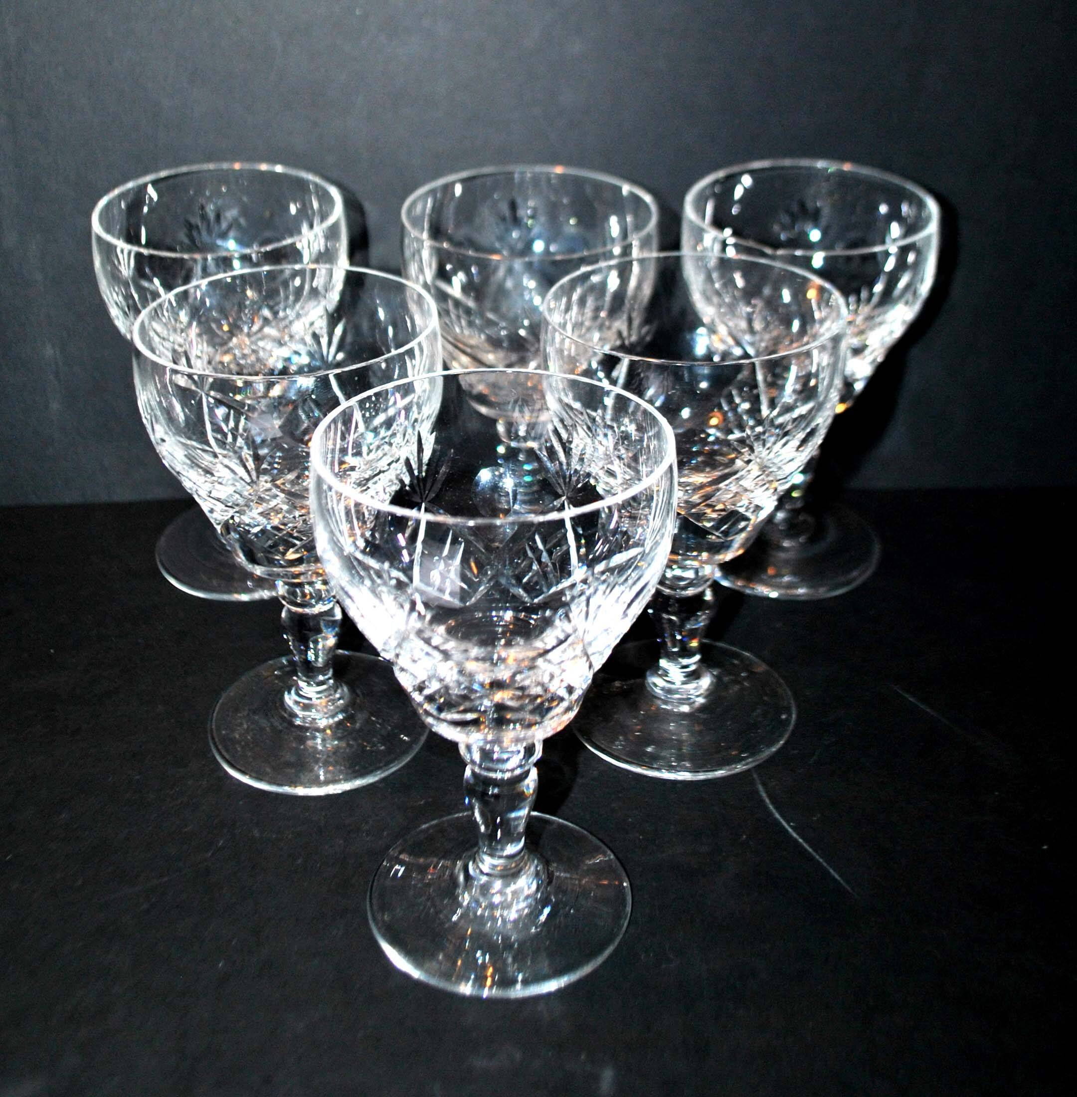 Set of 6 vintage cut crystal water glasses Saint-Louis or Lemberg? 13cm