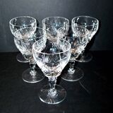Set of 6 vintage cut crystal water glasses Saint-Louis or Lemberg? 13cm