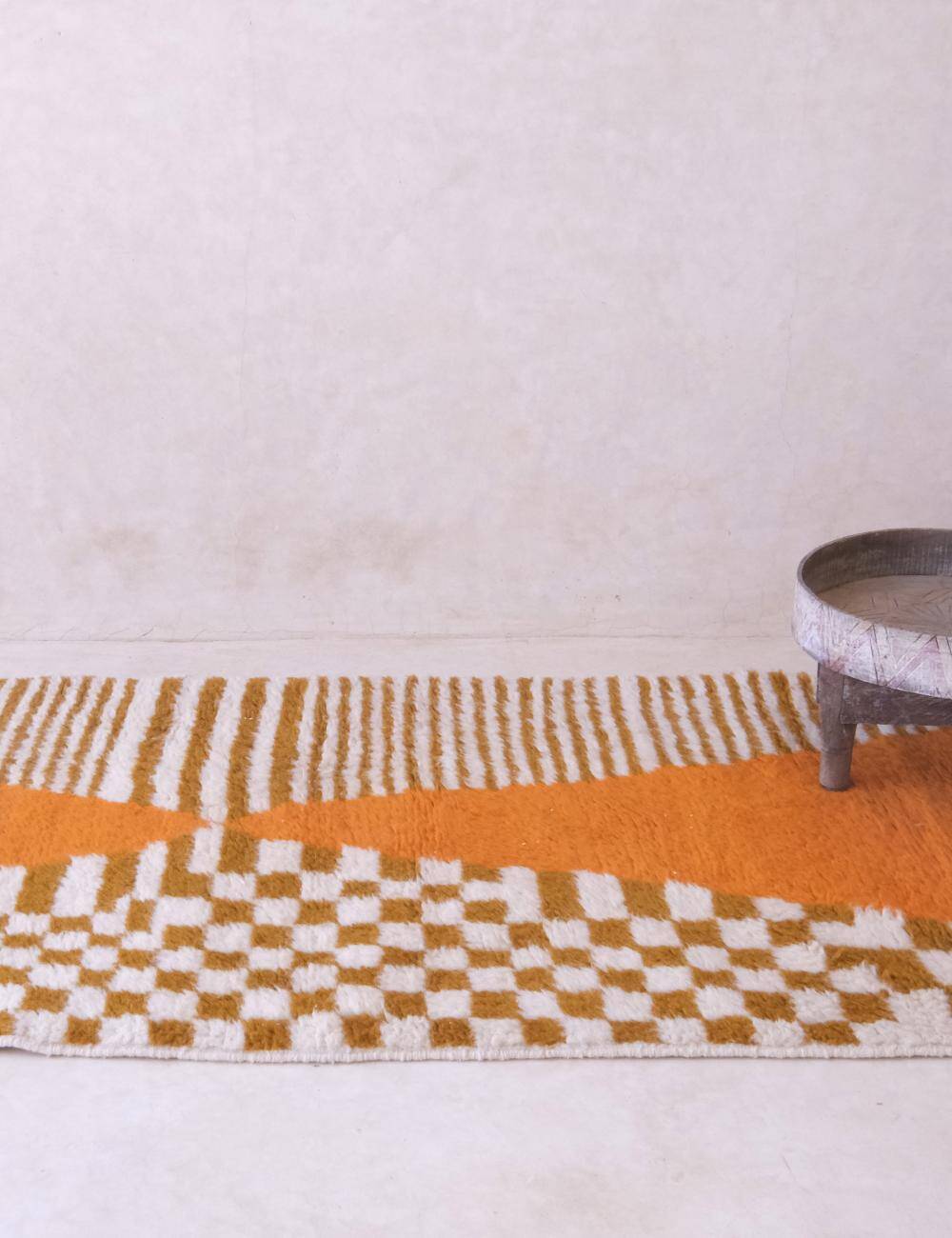 Contemporary Orange Runner Rug - 351 x 97 cm