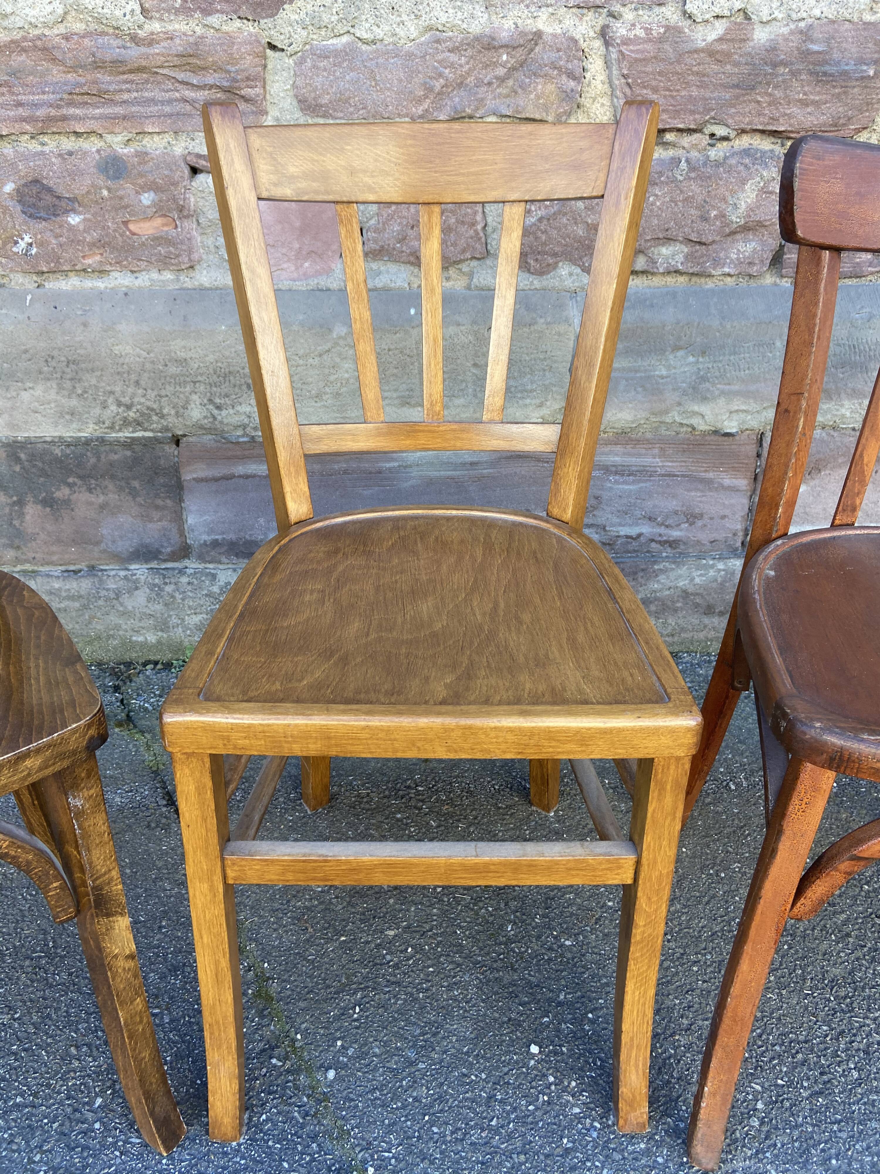 Lot 4 chairs bistro mismatched curved wood brasserie