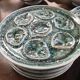 Set of 12 plates and an oyster dish or other in majolica.