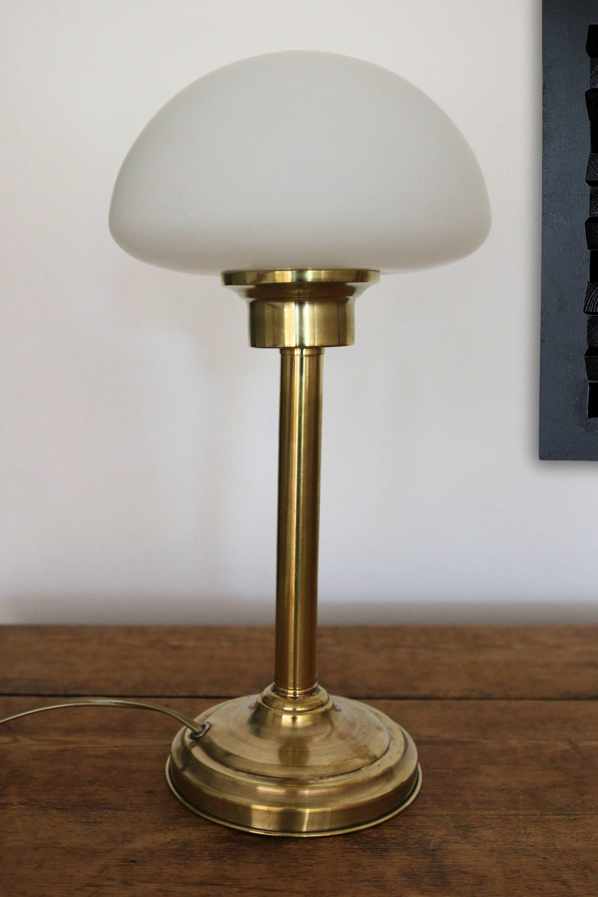 Vintage opaline brass table lamp