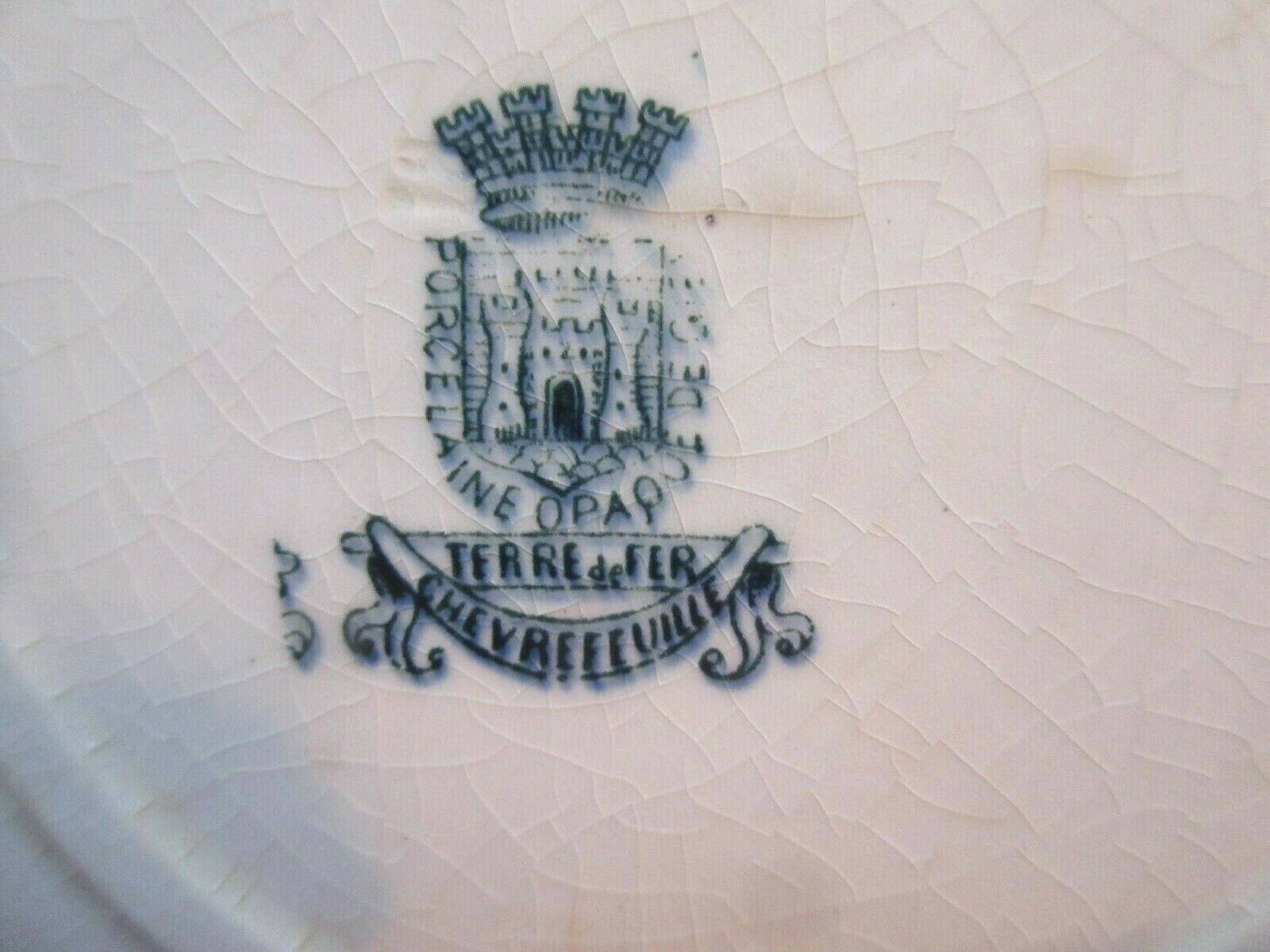 Art Nouveau Terre de Fer GIEN hollow plate, blue model, The Honeysuckle