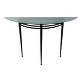 Vintage "Atlantic" console in black lacquered metal and glass by Pascal Mourgue 1980