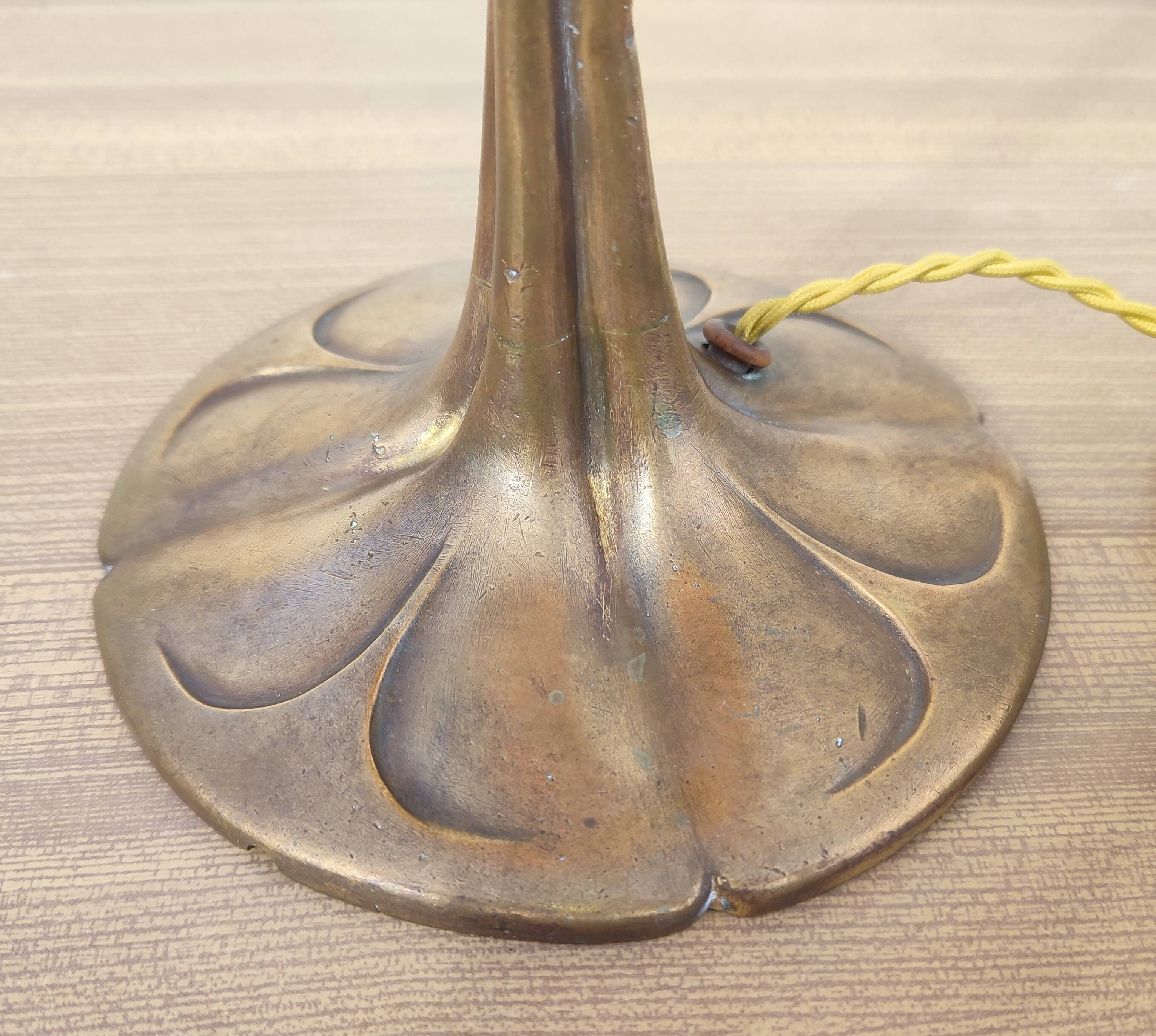 Mushroom lamp Art de France Glass paste Bronze Art Nouveau Vintage