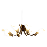 Vintage Italian radial spider chandelier with frosted shades, 1970s