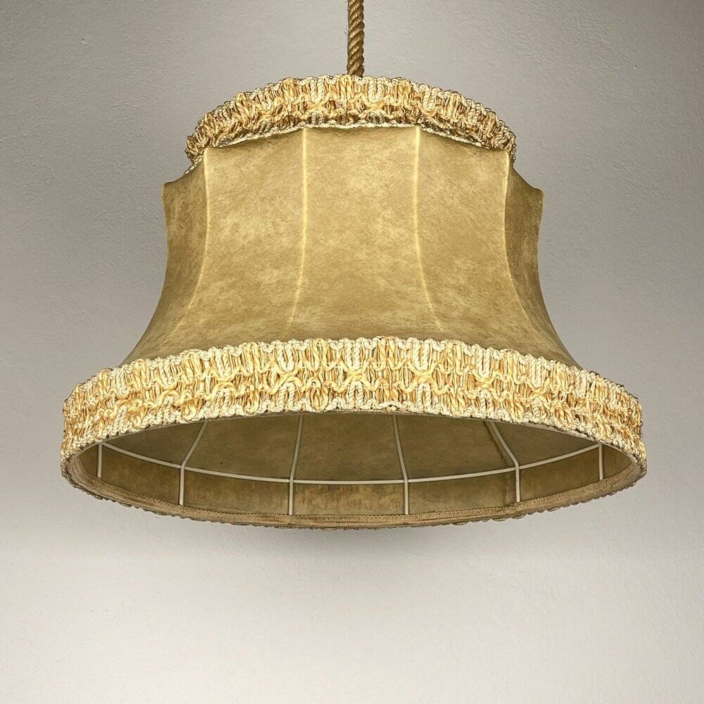 Vintage leather pendant lamp, 1950s.