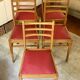 Set of 5 vintage chairs - Beech wood - Faux leather - 1950s