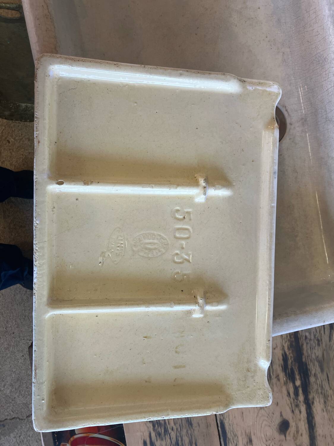 Vintage Ceramic Stamp Sink with Farmhouse Drainer