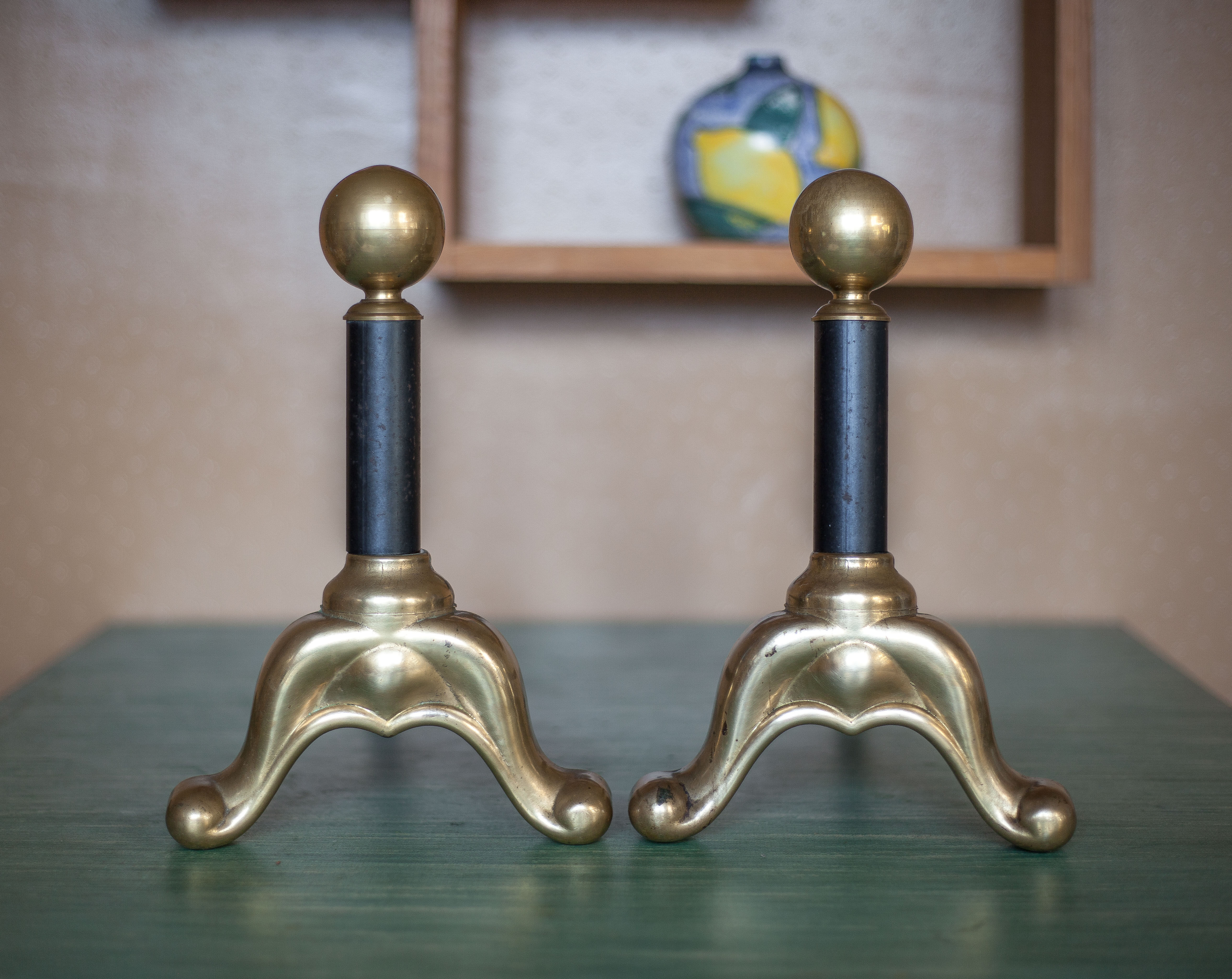 Paire de chenets de cheminée vintage