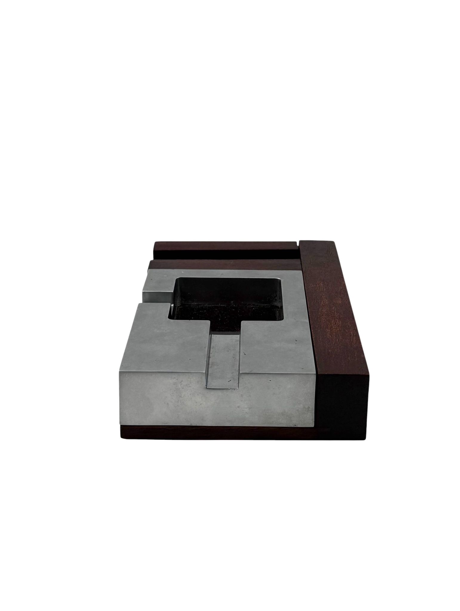 Mid-century modern mahogany ashtray, Alfred Dunhill Italy 1970s