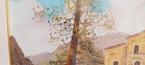 Painting oil on canvas Tuscan landscape R. Morelli 50x70 years 60/70