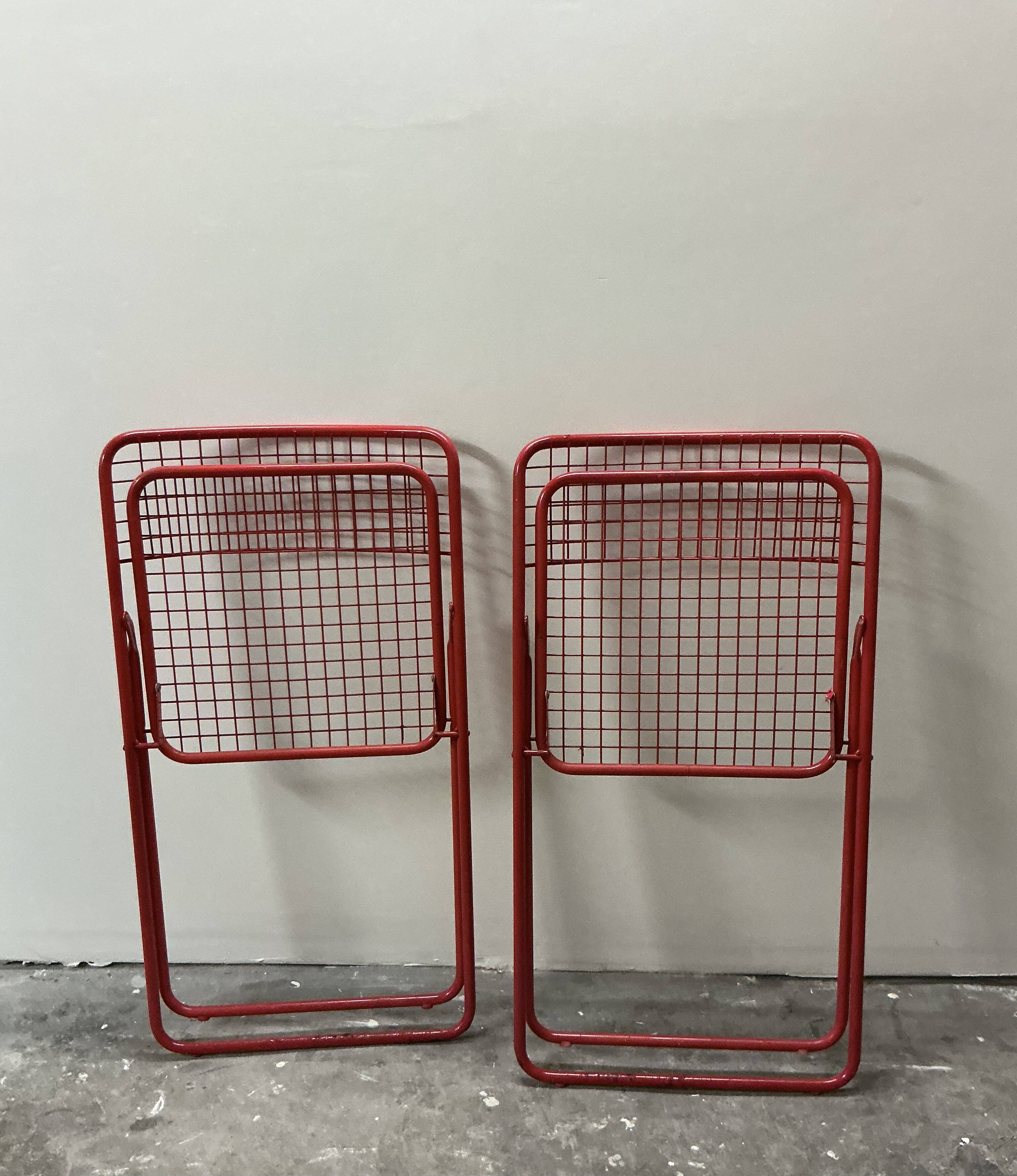 Pair of iconic folding chairs - Ted Net - industrial design IKEA 1970