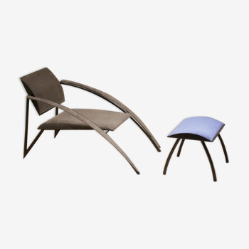 Armchair and footrest by Jean Louis Godivier for UP8