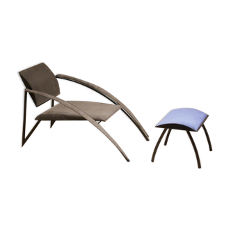 Armchair and footrest by Jean Louis Godivier for UP8