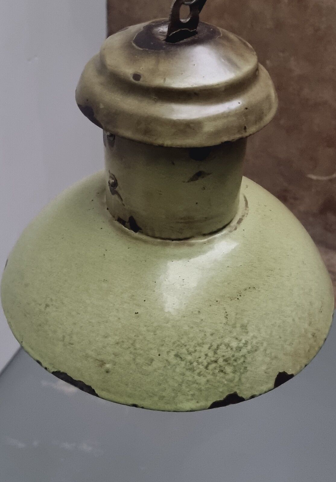Old street lamp soft green enamel hanging lamp