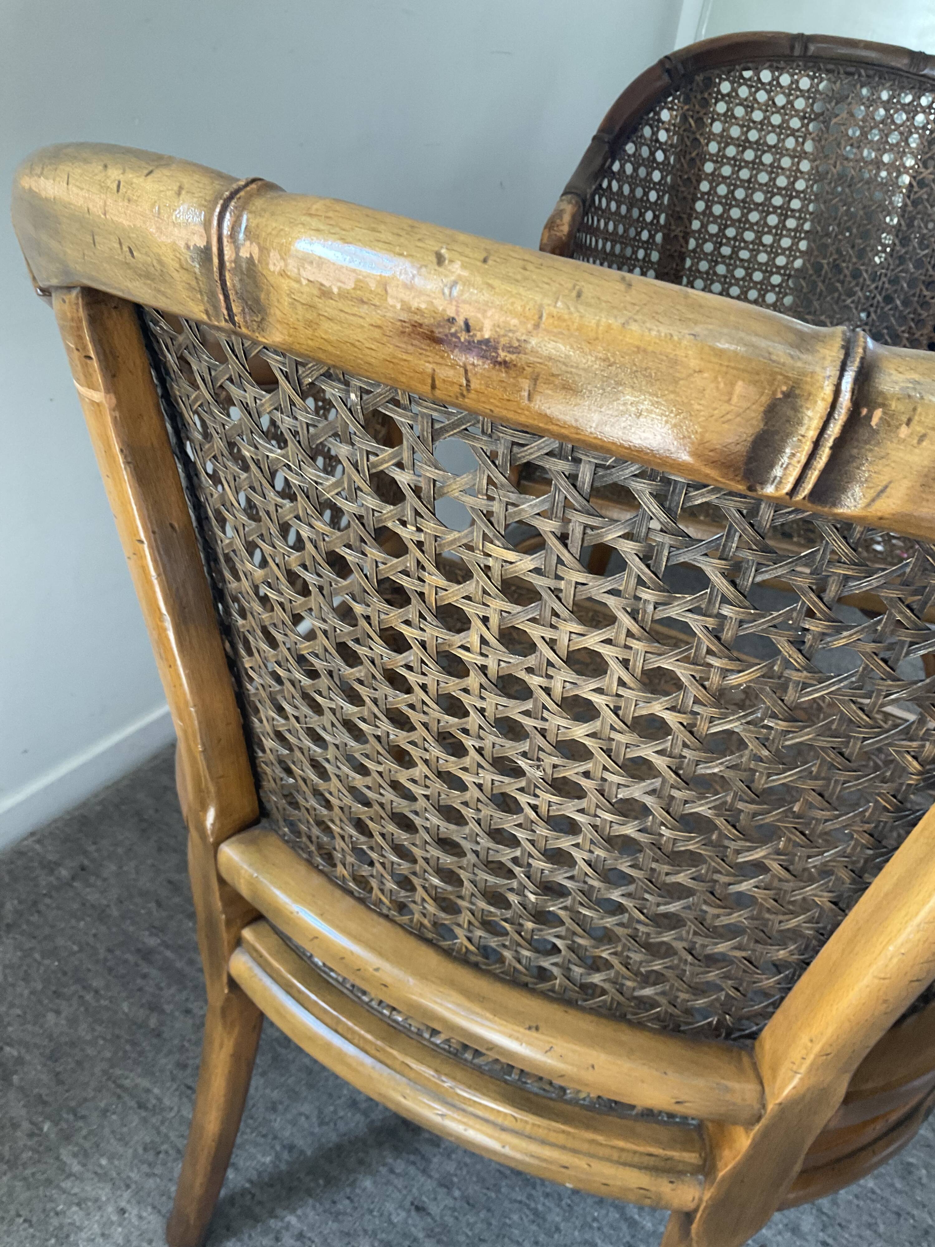 Pair of canned armchairs from the 50s and 60s