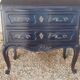 Louis XV style scriban bookcase in black and Basque red patinated cherry wood