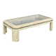 1980s coffee table in stone and glass marquetry