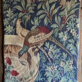 Numbered Halluin Tapestry - Pair of Pheasants Drinking at the Fountain Against Greenery