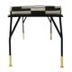 Modern Black Lacquered Iron and Patterned Fabric, 1970s Italian Stool