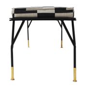 Modern Black Lacquered Iron and Patterned Fabric, 1970s Italian Stool