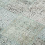 Tapis anatolien fait à la main 171 cm x 241 cm patchwork bleu