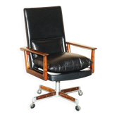 Fauteuil de bureau Executive modèle 419 Arne Vodder pour Sibast en bois dur et cuir
