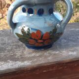 Vase with 3 handles in glazed terracotta Alsace early 20th century