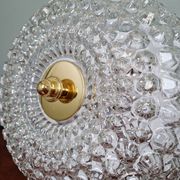 Grand plafonnier en verre alvéolé et laiton, Glasshütte Limburg, 1970